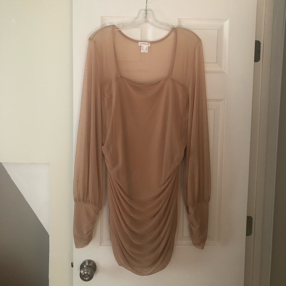 Venus beige sheer draped blouse plus size 2x (new without tags)